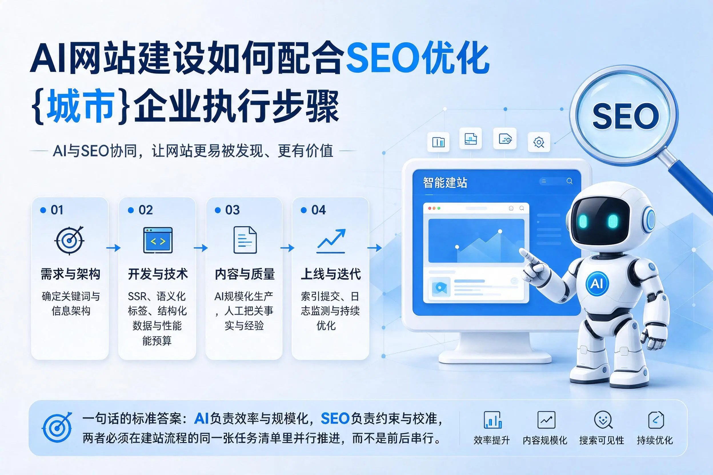AI网站建设如何配合SEO优化,丽江企业执行步骤