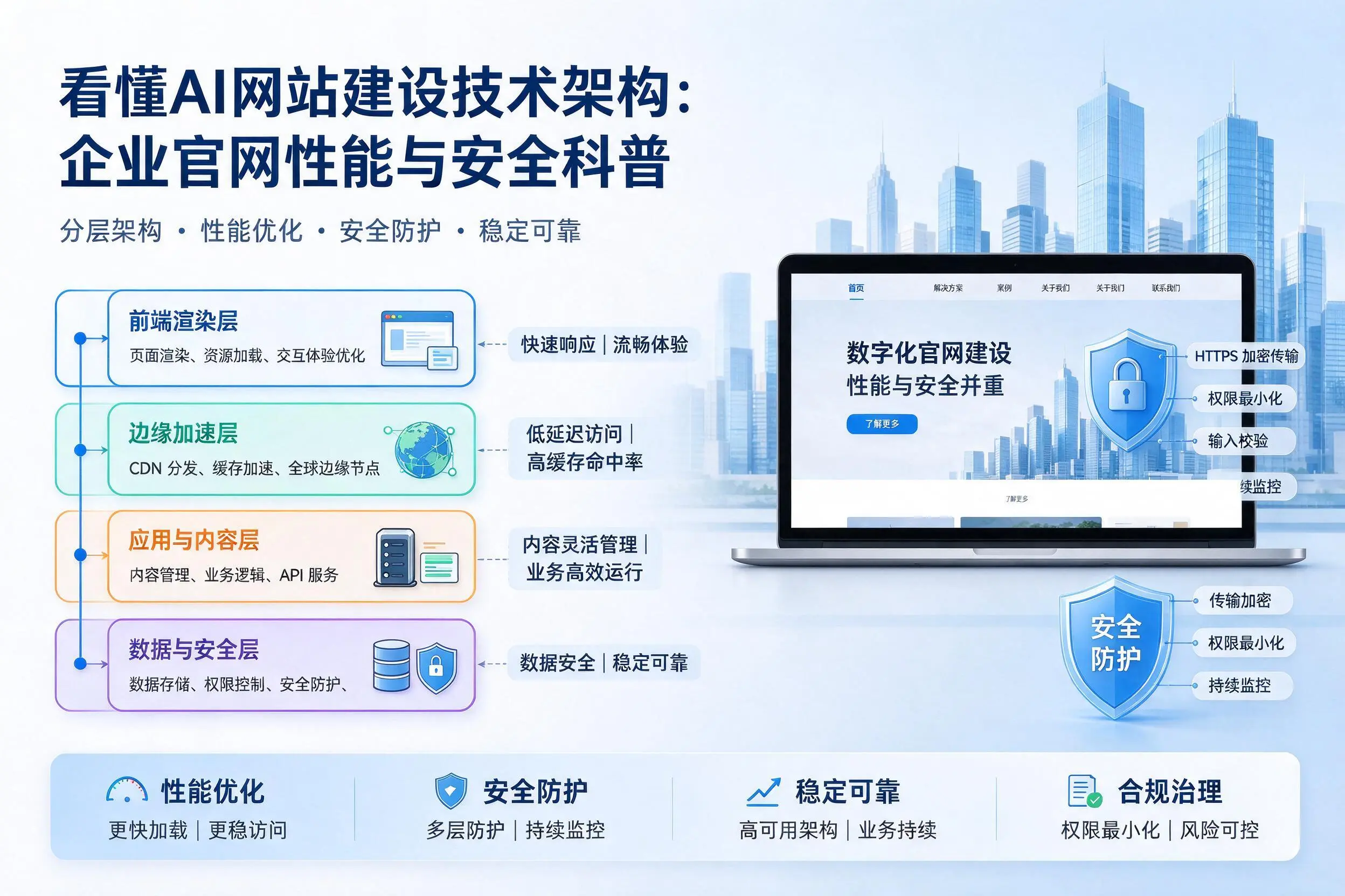 看懂AI网站建设技术架构:丽江企业官网性能与安全科普