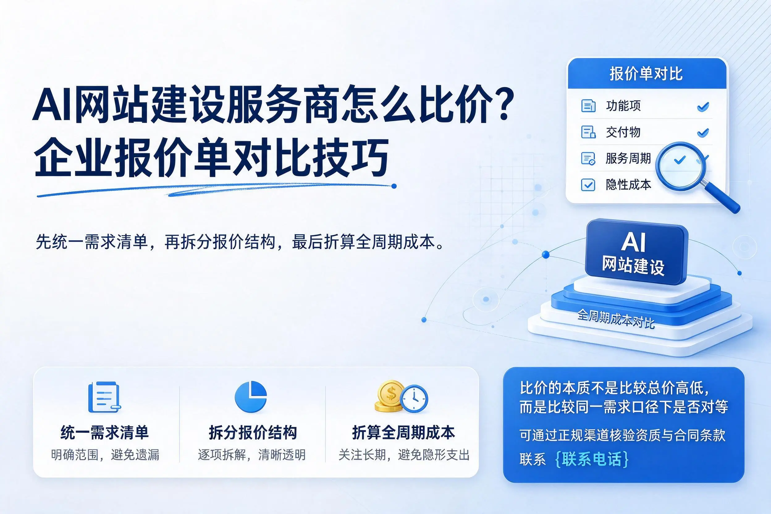 AI网站建设服务商怎么比价?丽江企业报价单对比技巧