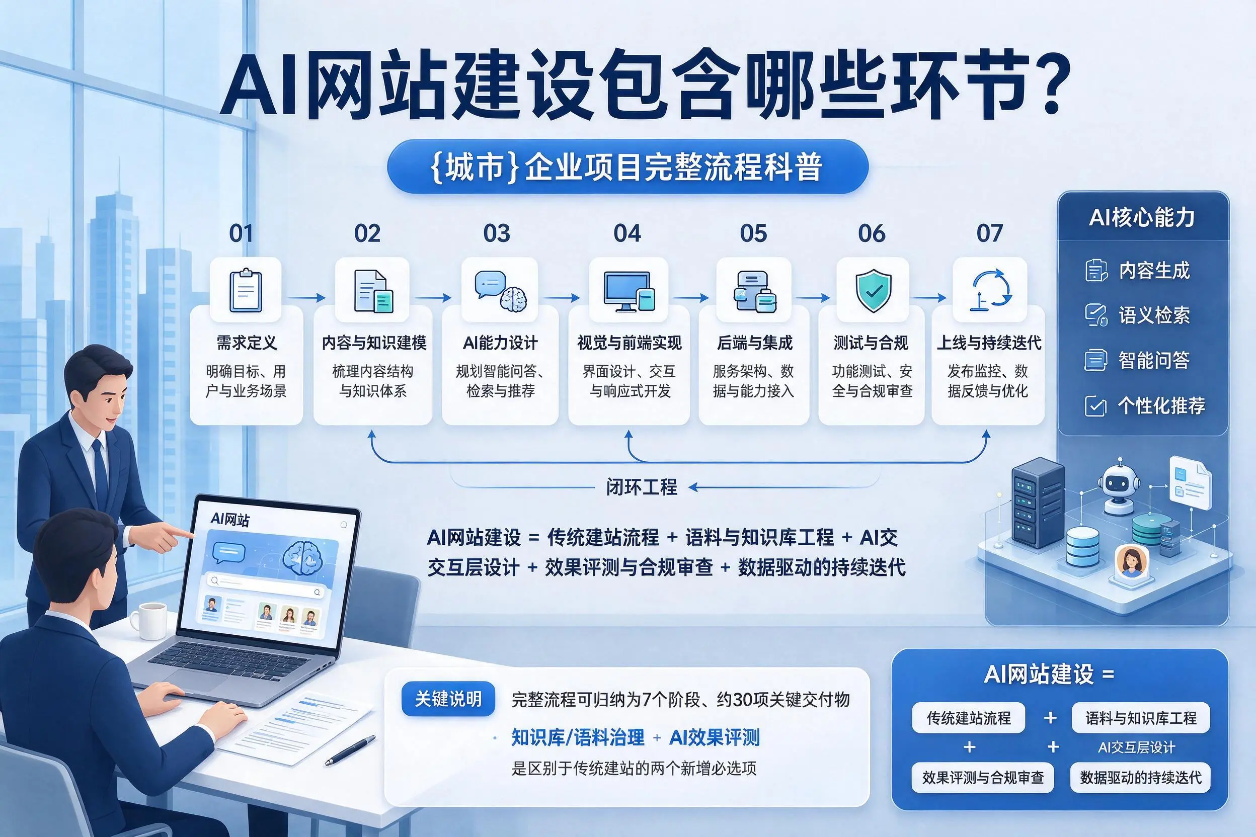 AI网站建设包含哪些环节?丽江企业项目完整流程科普