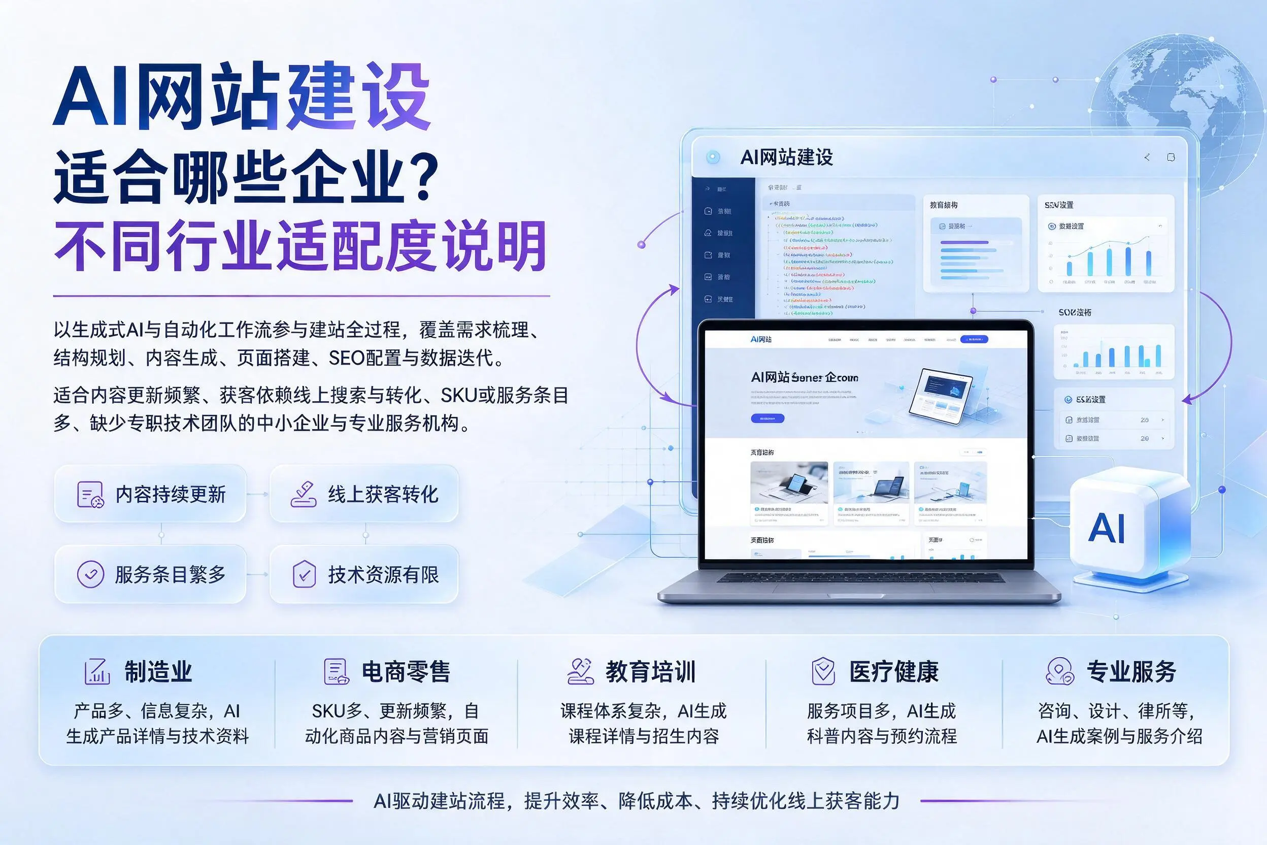AI网站建设适合哪些企业?丽江不同行业适配度说明